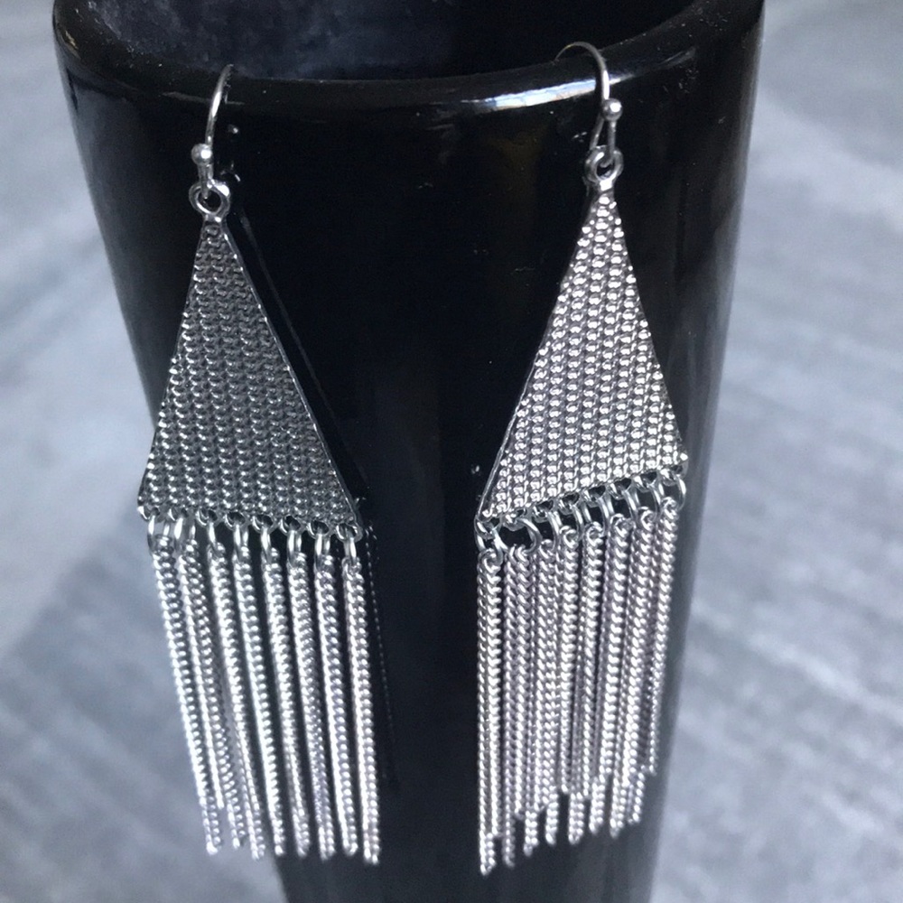 Earrings Silver plated with Fringe chains